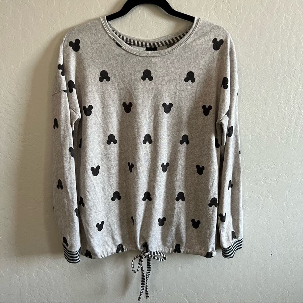 Disney Womens Long Sleeve Mickey Head Printed Top